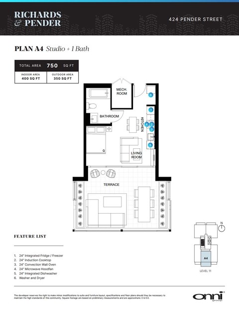 A floor plan for a studio apartment with a bathroom and living room.